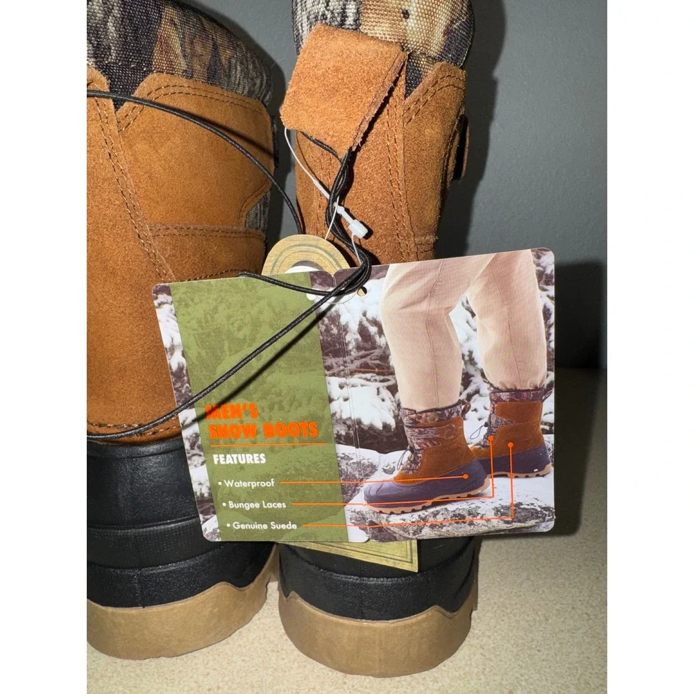 Ozark‎ Trail Mens Snow Boots Mossy Oak Camo Suede Waterproof Insulated Size 9